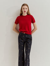 Camisola de malha de manga curta