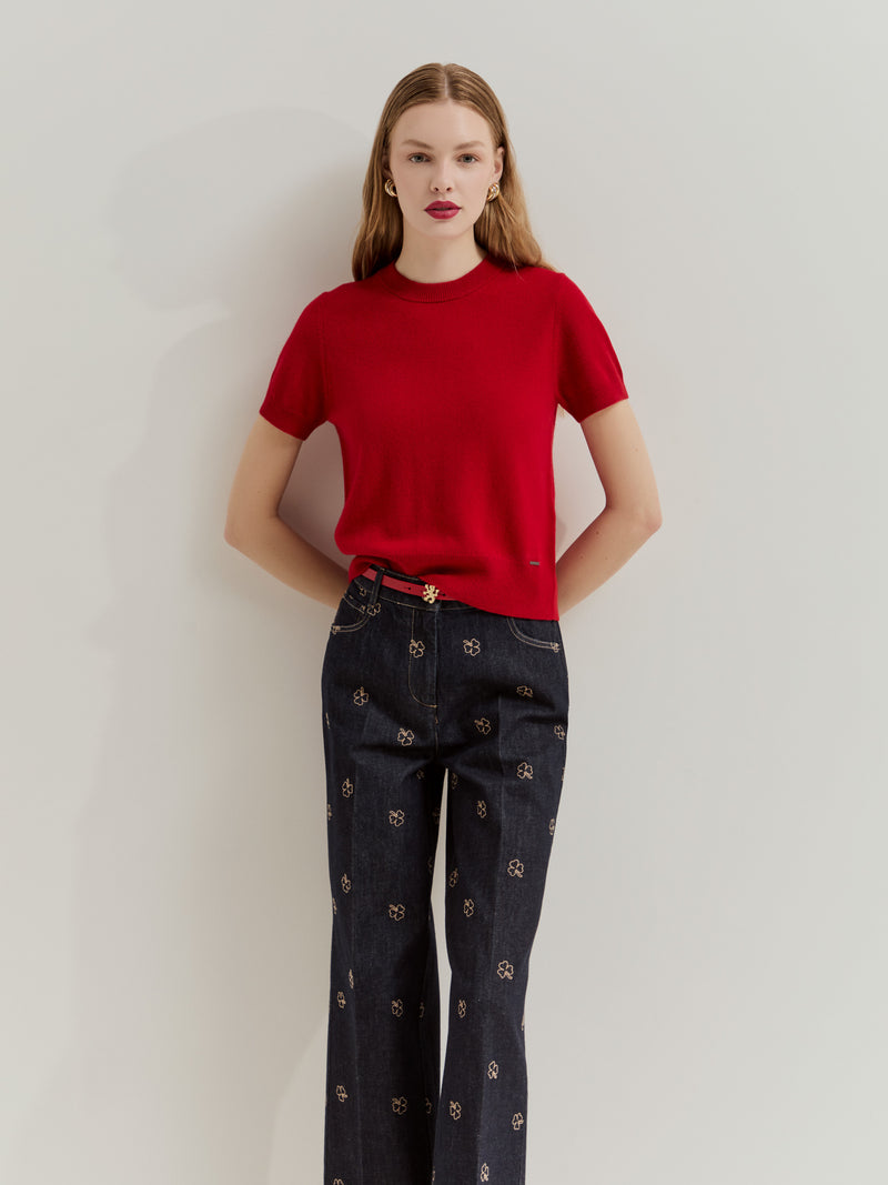 Camisola de malha de manga curta