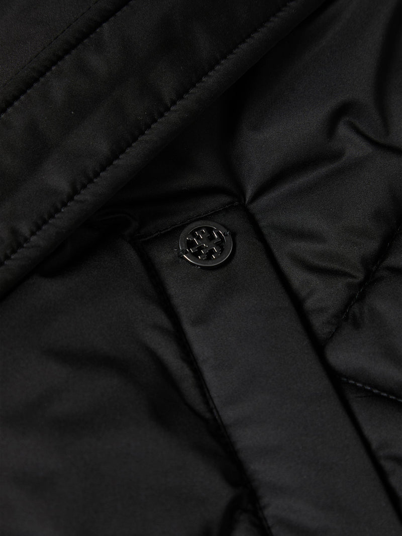 Blusão acolchoado com capuz e cinto