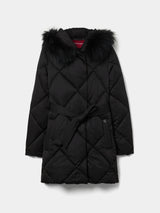 Blusão acolchoado com capuz e cinto