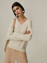 Camisola de lã com decote em V
