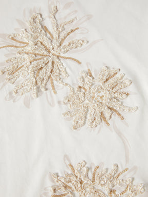 T-shirt de algodão com bordado floral