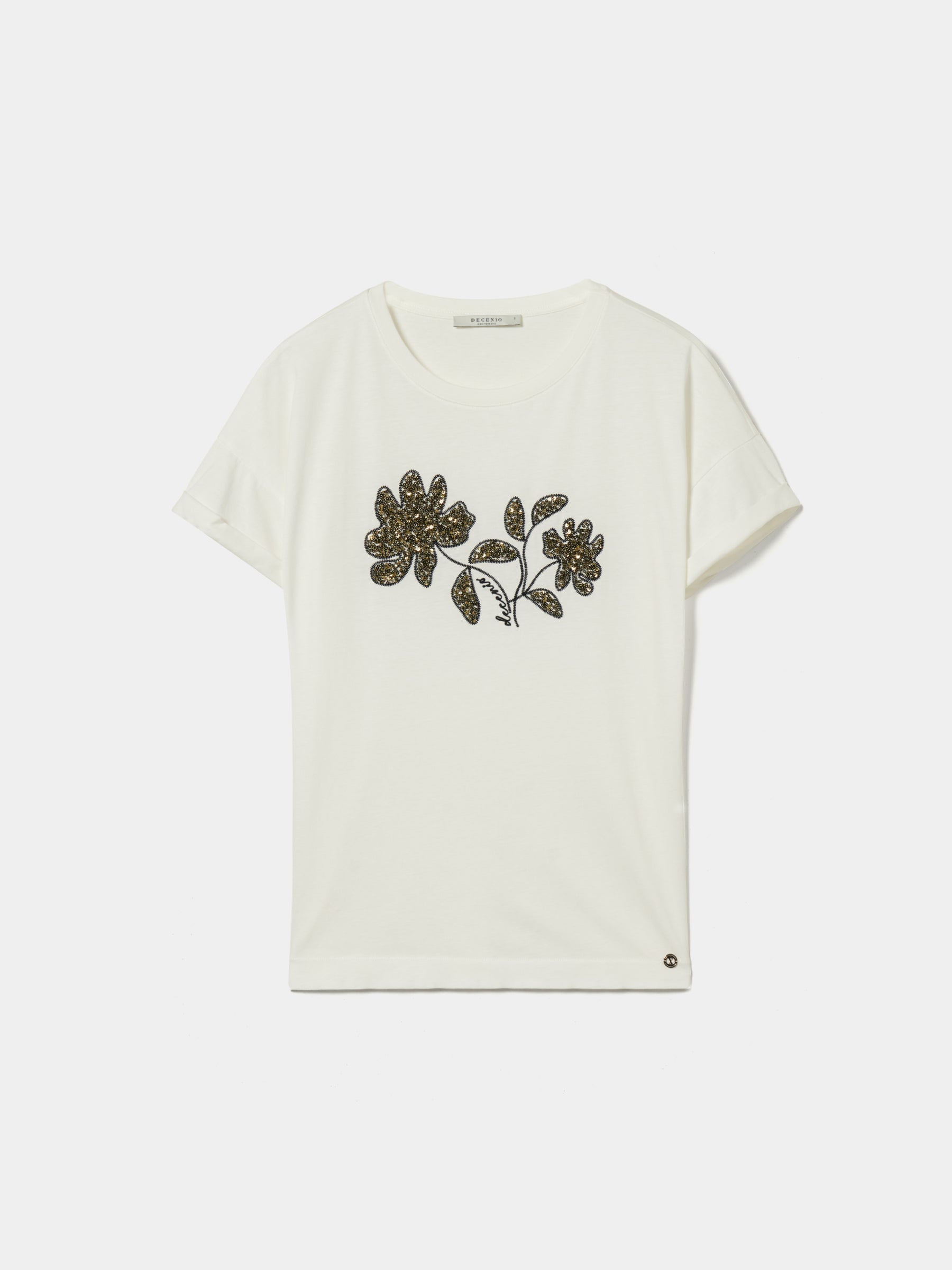 T-shirt de algodão com lantejoulas