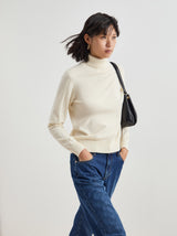 Camisola gola alta em lã e algodão