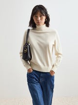 Camisola gola alta em lã e algodão