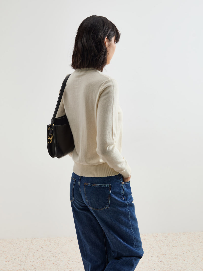 Camisola gola alta em lã e algodão