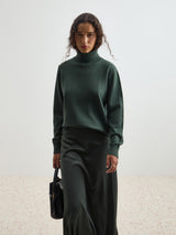 Camisola gola alta em lã e algodão