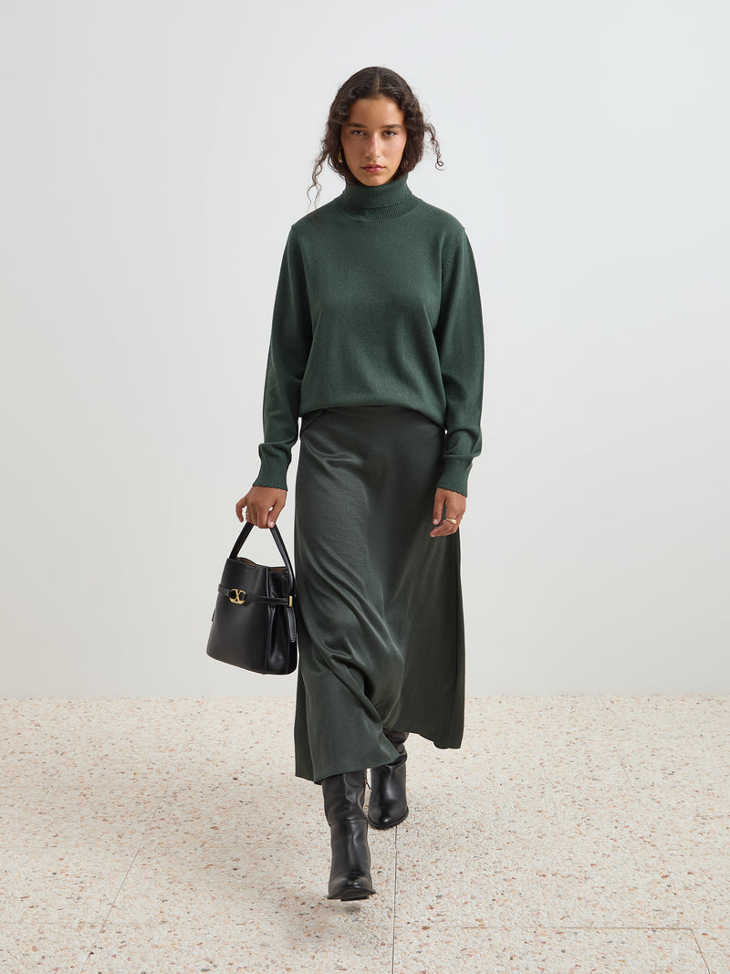 Camisola gola alta em lã e algodão