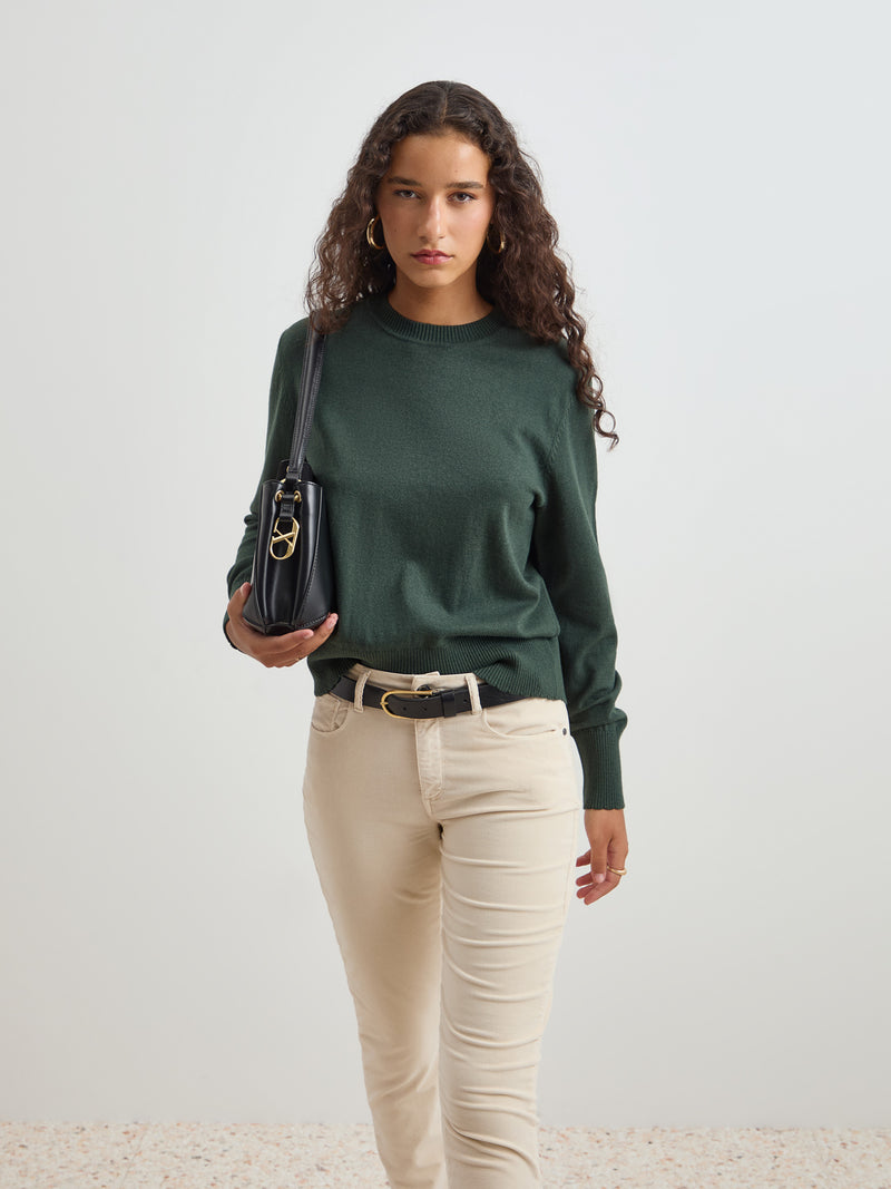 Camisola de malha em lã e algodão