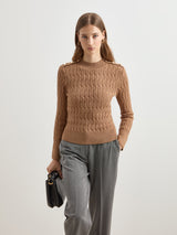 Camisola malha entrançada com botões