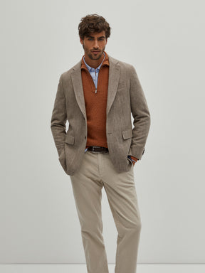 Blazer regular fit com padrão espinhado