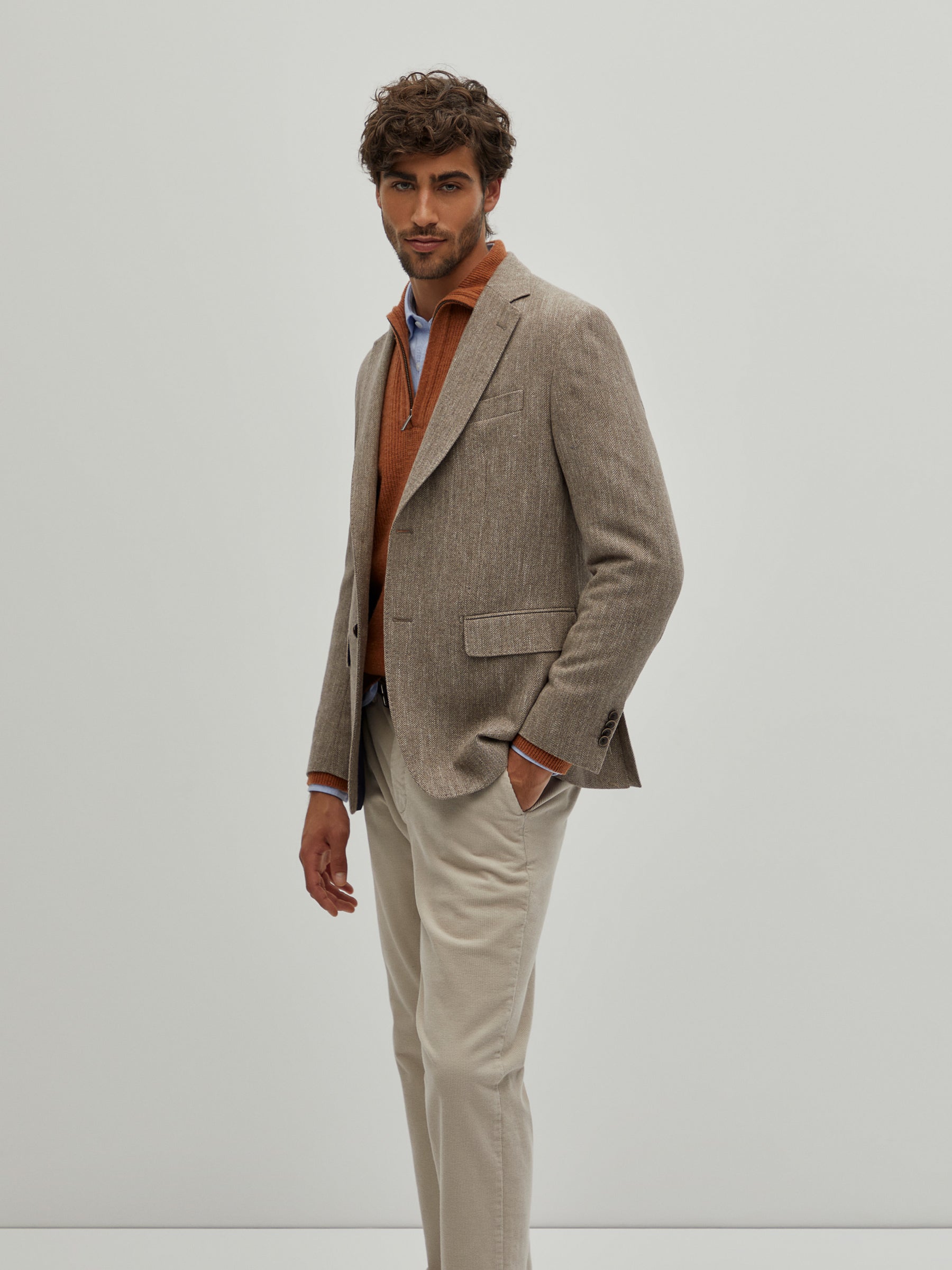 Blazer regular fit com padrão espinhado