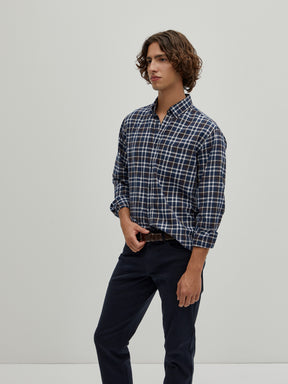 Camisa regular fit com padrão xadrez