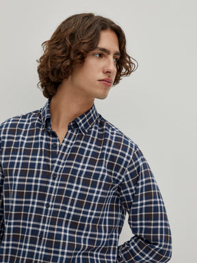 Camisa regular fit com padrão xadrez