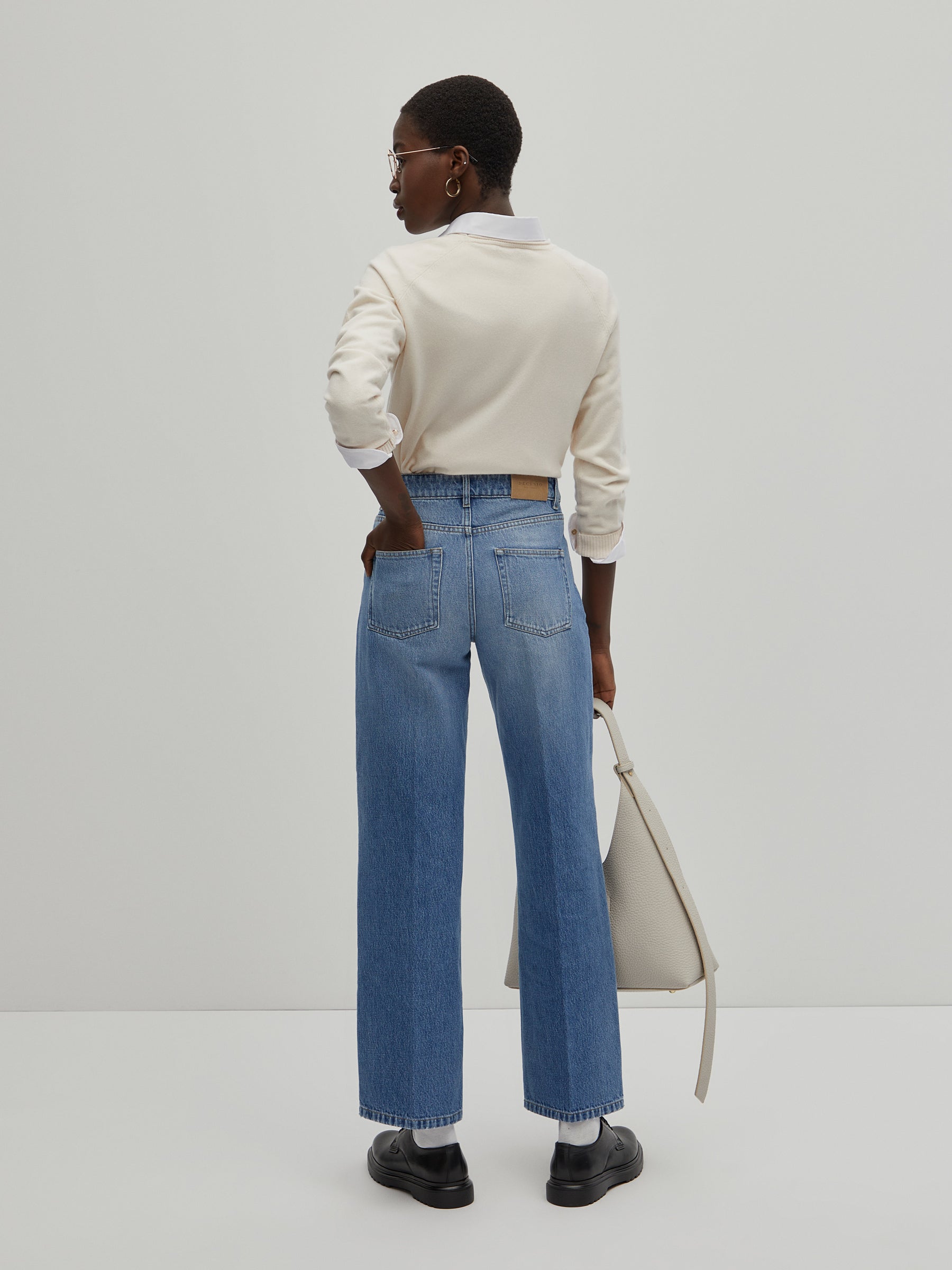 Calças denim wide leg