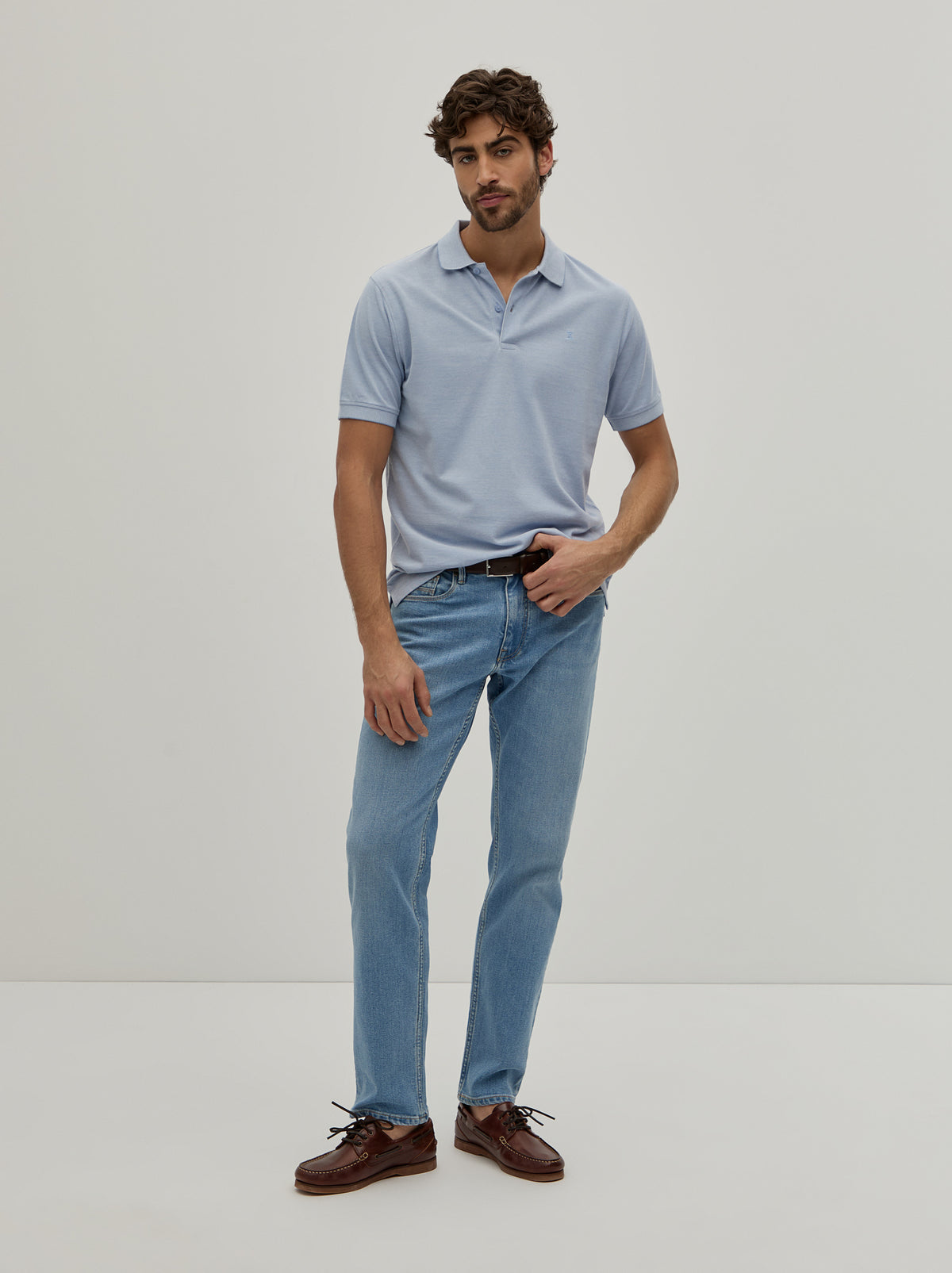 Polo piqué bicolor em algodão