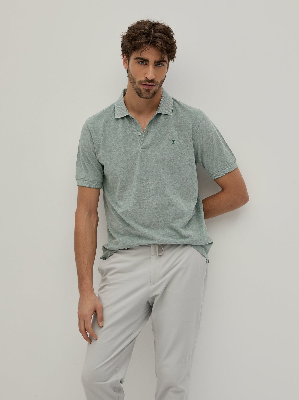 Polo piqué bicolor em algodão