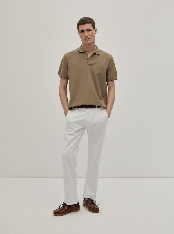 Polo piqué regular fit com risca