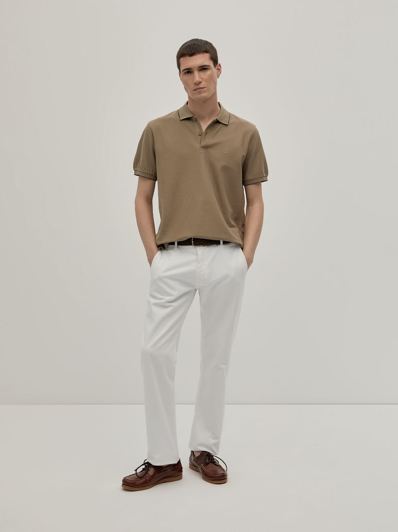 Polo piqué regular fit com risca