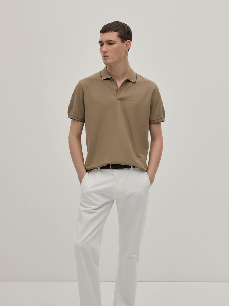 Polo piqué regular fit com risca