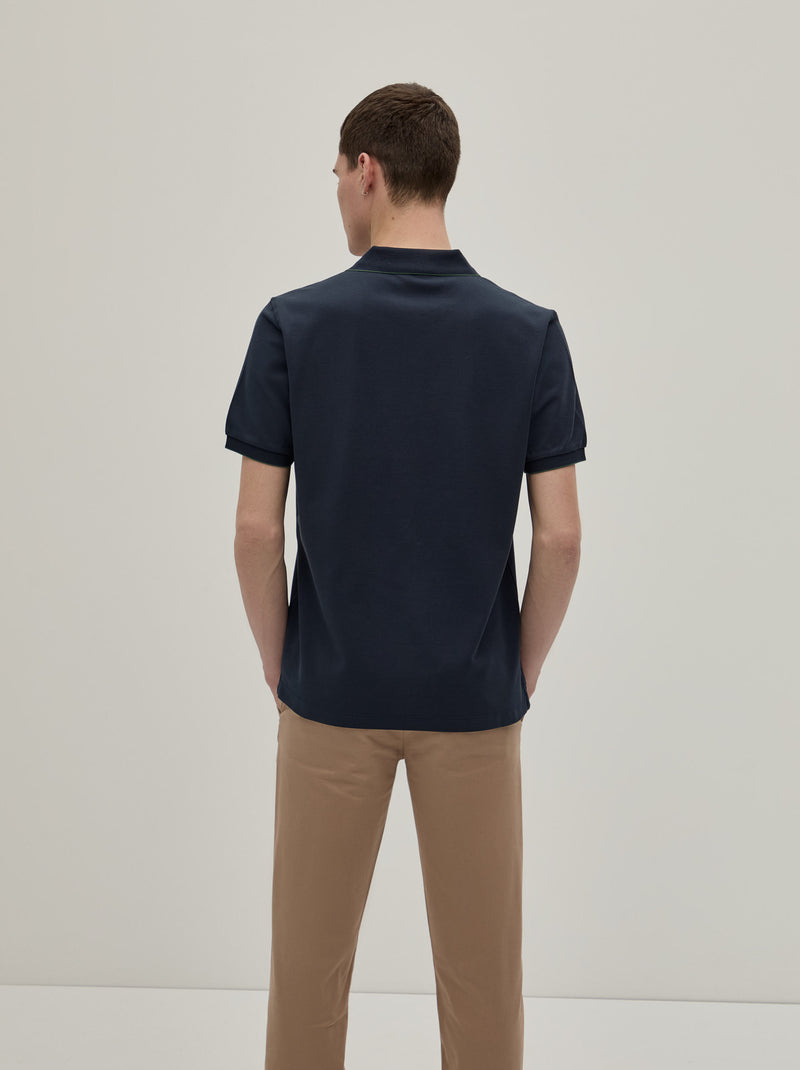 Polo piqué regular fit com risca