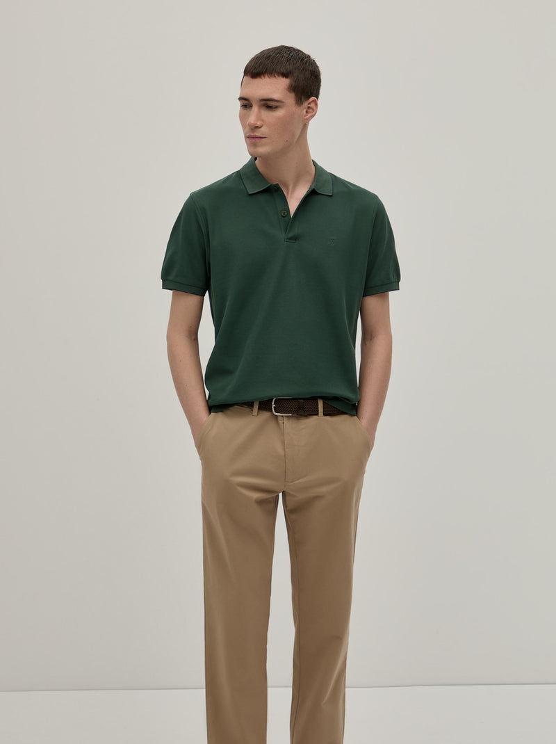 Polo piqué regular fit com risca