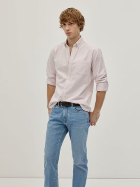 Camisa oxford regular fit às riscas