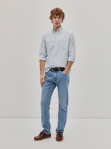 Camisa oxford regular fit às riscas