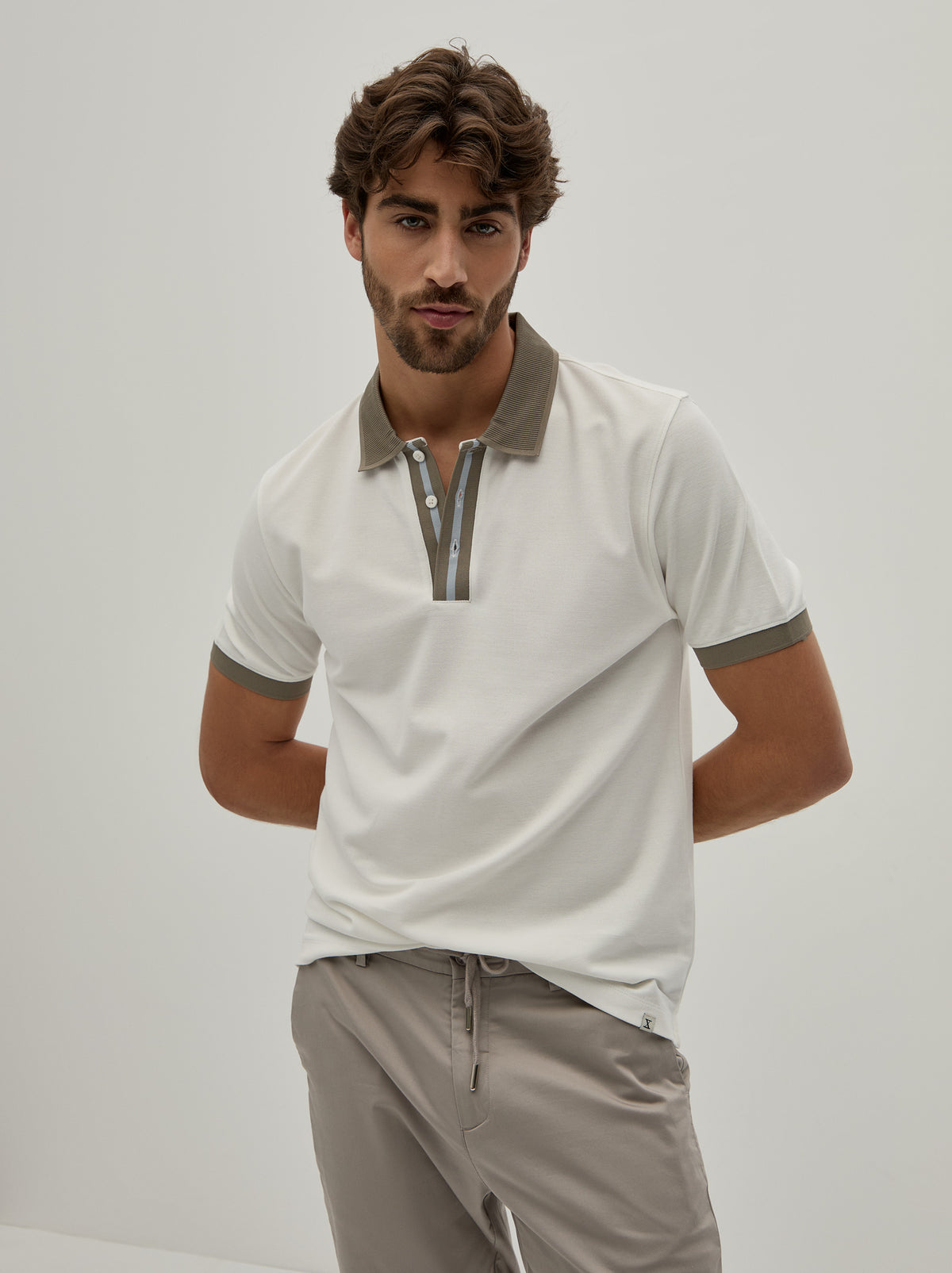 Polo piqué bicolor slim fit