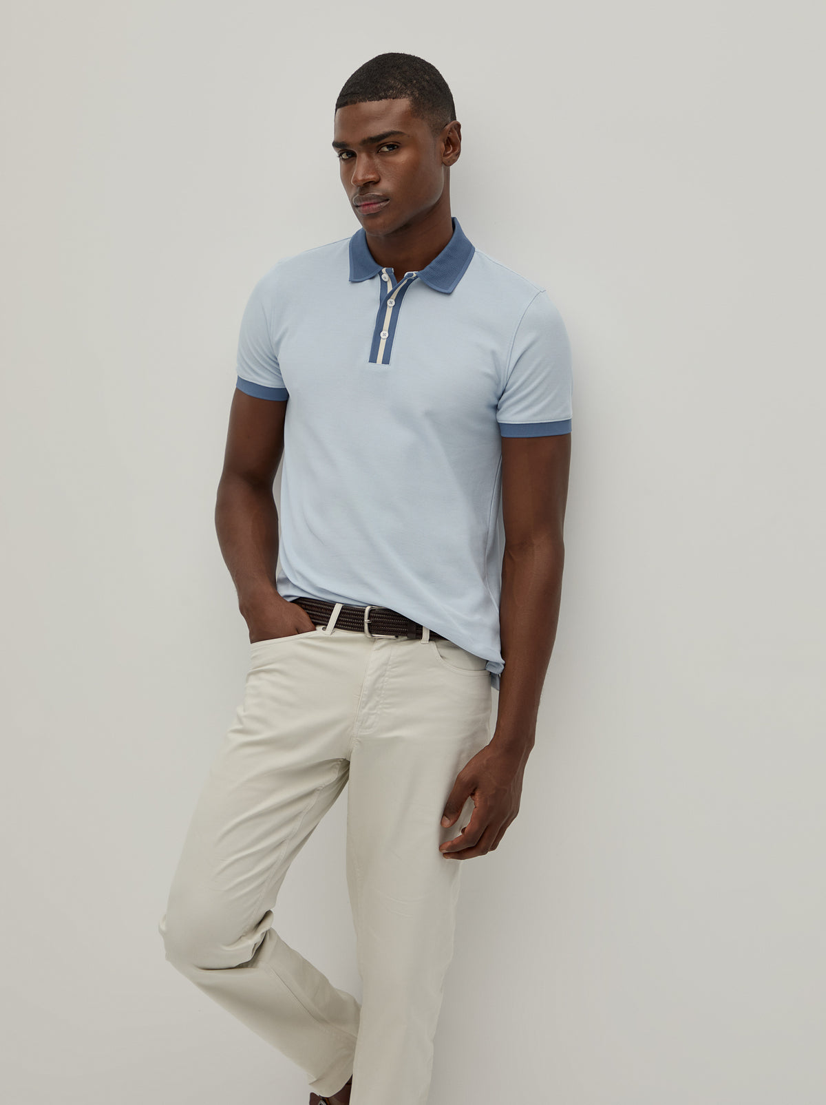 Polo piqué bicolor slim fit