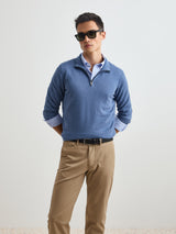 Camisola de algodão e caxemira com fecho