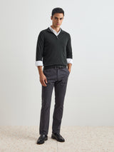 Camisola de algodão e caxemira com fecho