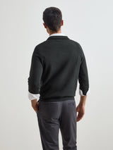 Camisola de algodão e caxemira com fecho