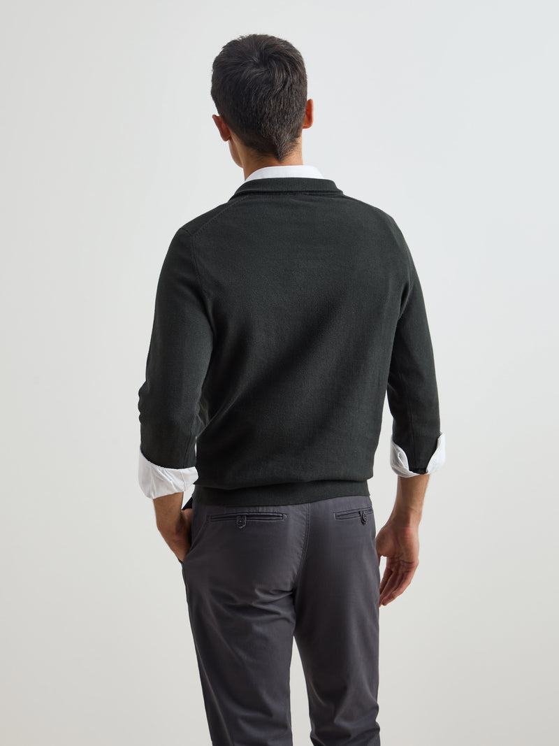 Camisola de algodão e caxemira com fecho