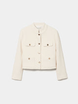 Casaco tweed curto com botões dourados