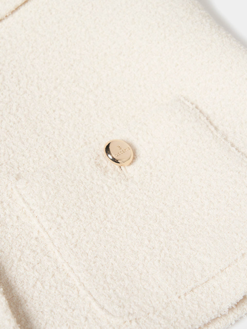 Casaco tweed curto com botões dourados