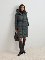 Blusão comprido acolchoado com cinto