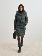 Blusão comprido acolchoado com cinto