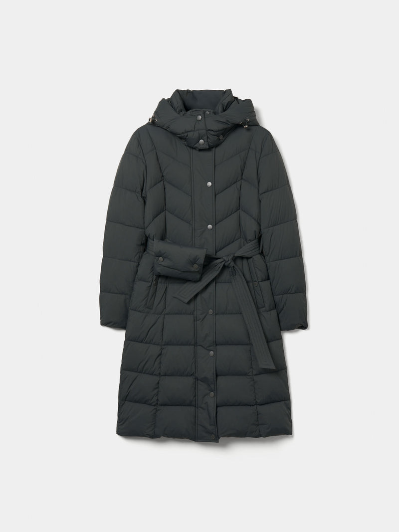 Blusão comprido acolchoado com cinto