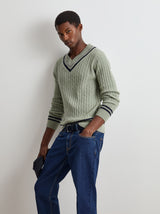 Camisola de malha tricotada com lã