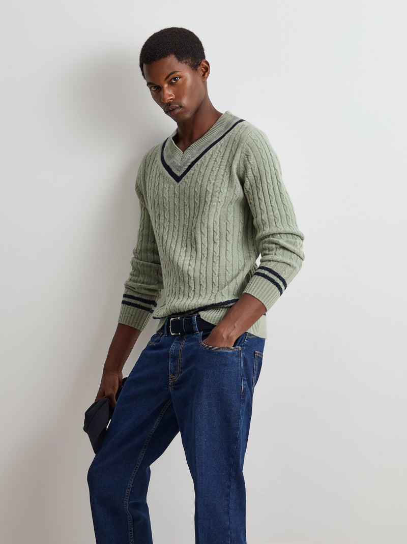 Camisola de malha tricotada com lã