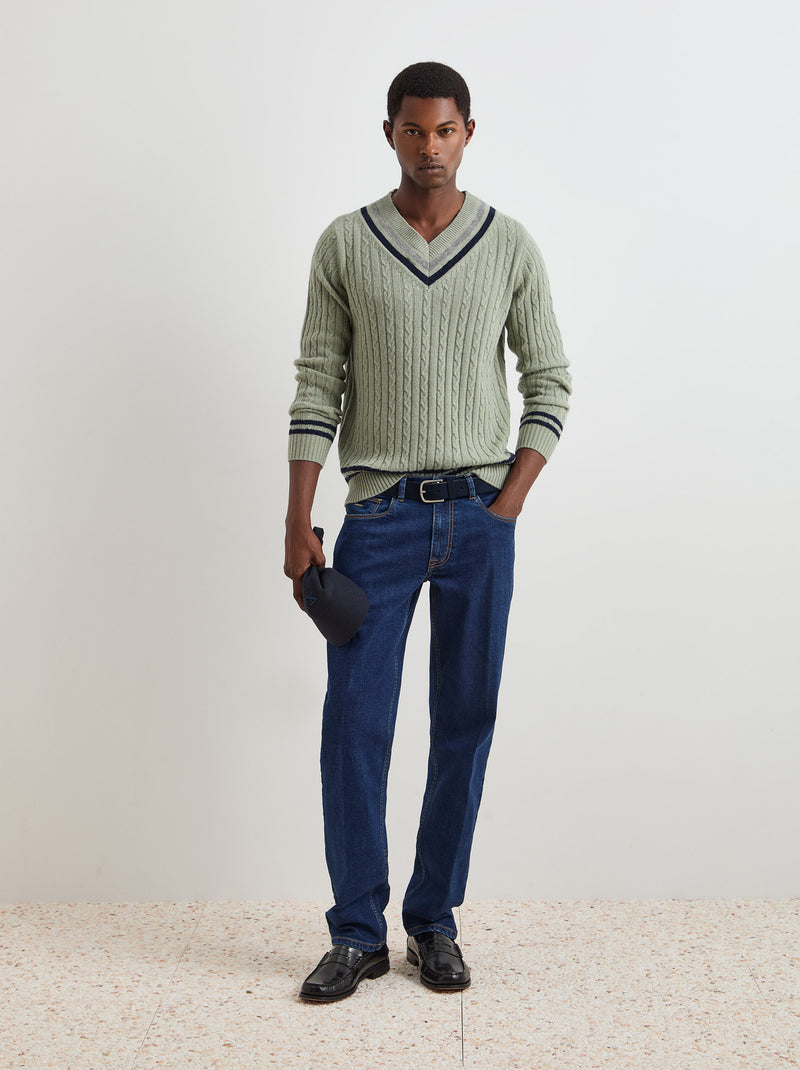 Camisola de malha tricotada com lã