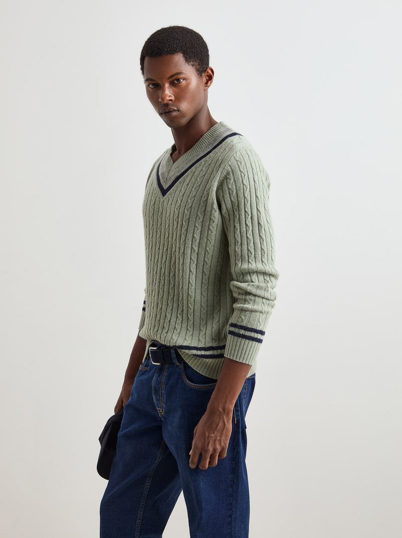 Camisola de malha tricotada com lã