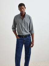 Camisa de algodão ao xadrez regular fit