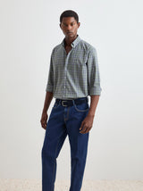 Camisa de algodão ao xadrez regular fit