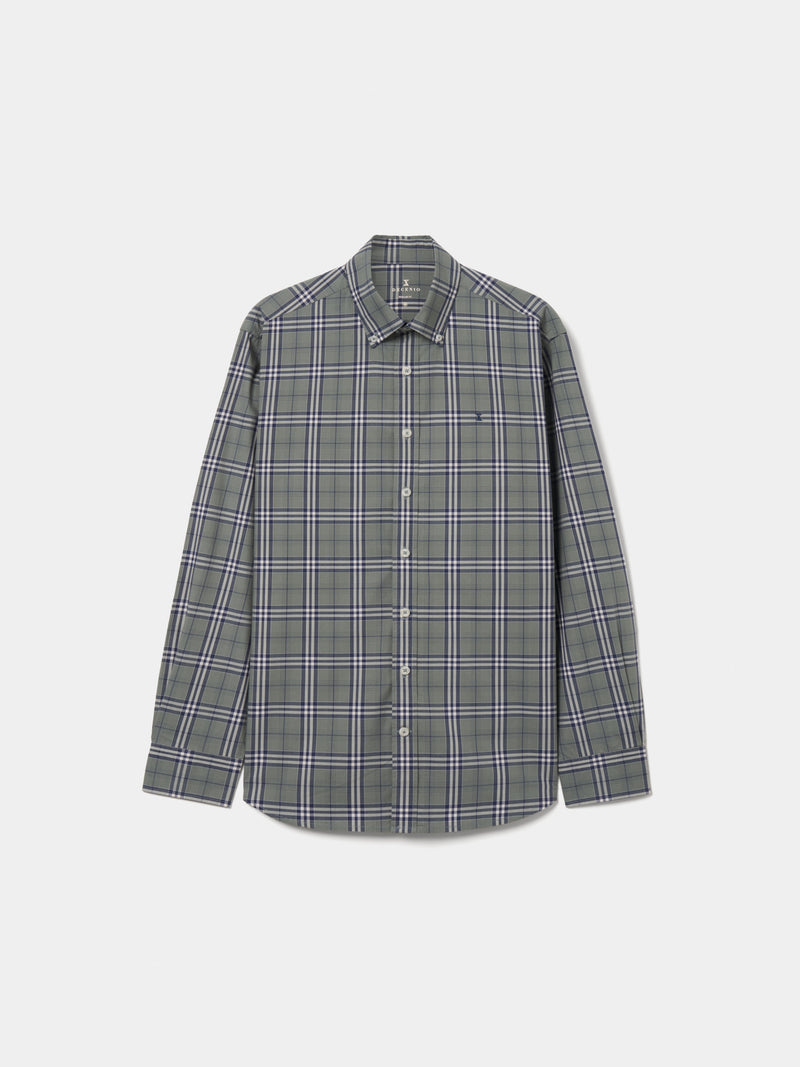 Camisa de algodão ao xadrez regular fit