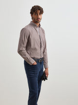Camisa de algodão às riscas regular fit