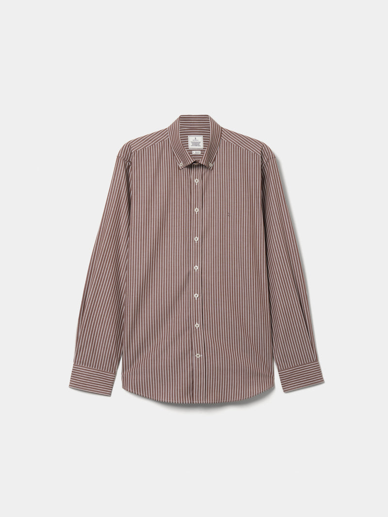 Camisa de algodão às riscas regular fit