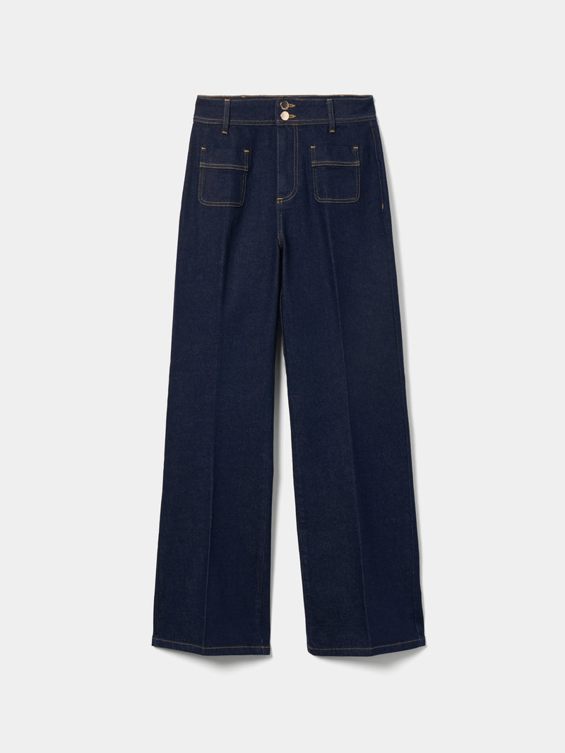 Calças denim wide leg