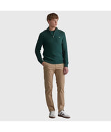 Camisola de malha com meio fecho em algodão texturizado